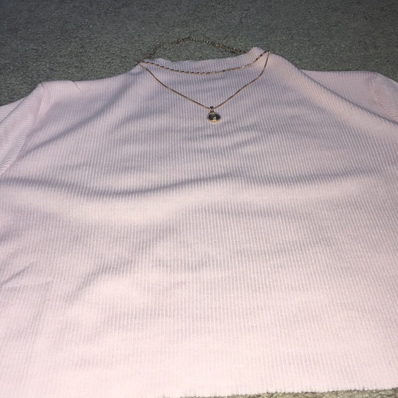 Pink Ribbed Turtle Neck Crop Top - Picture 3 of 4